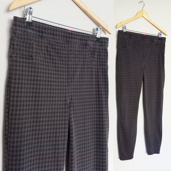 SPANX Jean-ish® Ankle Leggings Pull On Pants XL Houndstooth Black Gray Stretch - Picture 4 of 15